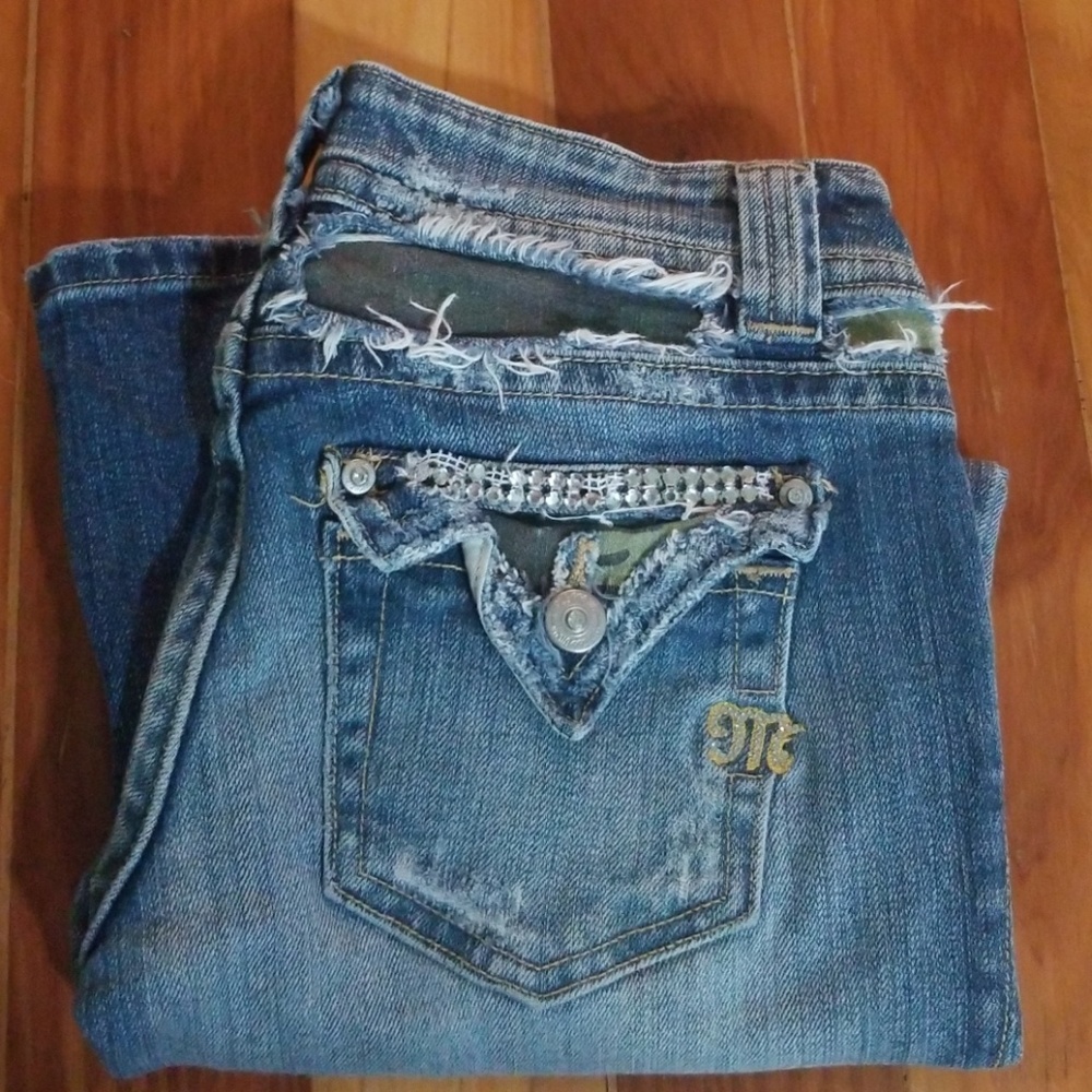 Miss Me Jean ankle length camo and rhinestone